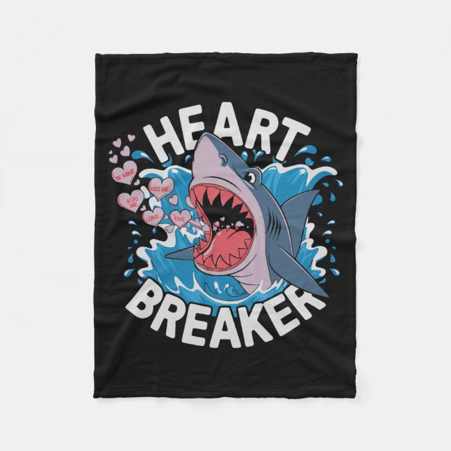Heartbreaker Shark Cute Funny Love Design For Vale Fleecefilt (Framsidan)