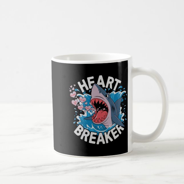 Heartbreaker Shark Cute Funny Love Design For Vale Kaffemugg (Höger)