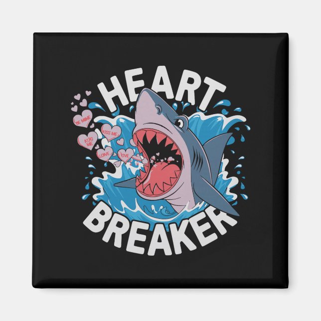 Heartbreaker Shark Cute Funny Love Design For Vale Magnet (Framsidan)