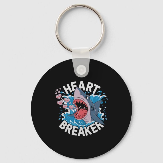 Heartbreaker Shark Cute Funny Love Design For Vale Nyckelring (Framsida)