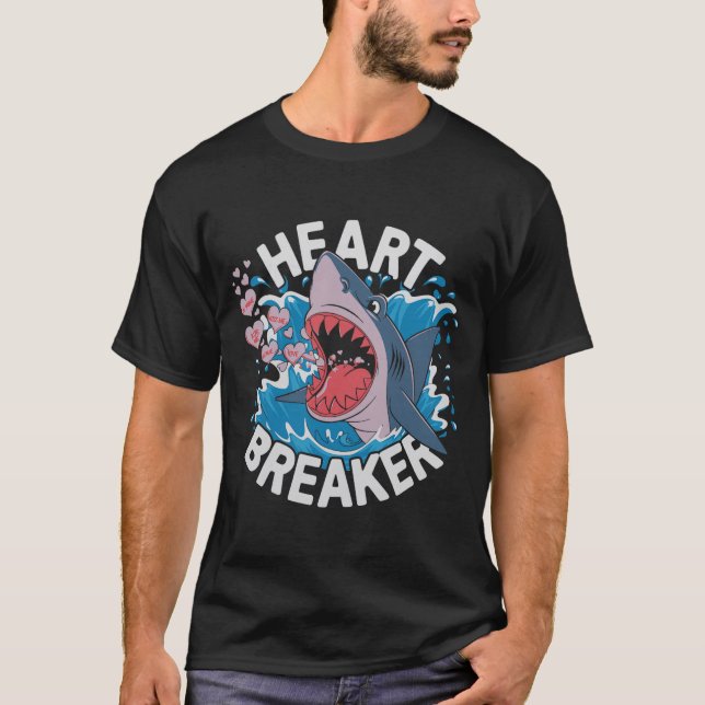 Heartbreaker Shark Cute Funny Love Design For Vale T Shirt (Framsida)