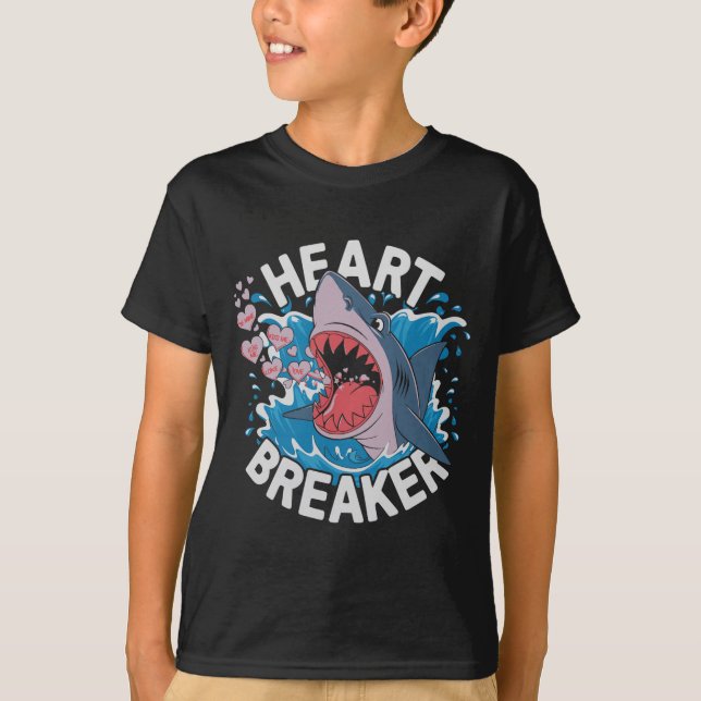 Heartbreaker Shark Cute Funny Love Design For Vale T Shirt (Framsida)