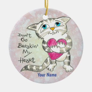 Heartbroke Cat Julgransprydnad Keramik
