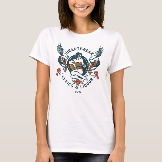 "Heartbroke Lyrics & Liquor, 1975" Retro-Pinup T Shirt (Framsida)