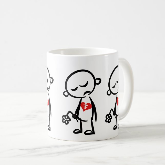 Heartbruten Stick Man i sadhet Kaffemugg (Framsida höger)