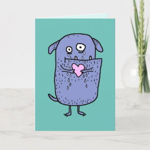 Heartbruten Whimsical Tecknad hund Anpassningsbar  Kort
