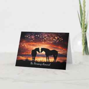 Hearter av alla hjärtans dag Cute and Roligt Horse Helgkort