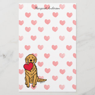 Hearter av Tecknaden Golden Retriever Brevpapper