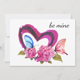 Hearter, blommor och fjärilar Valentinkort Meddelande