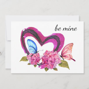 Hearter, blommor och fjärilar Valentinkort Meddelande