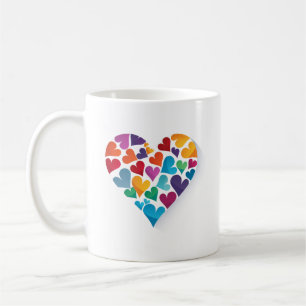 Hearter, egen text, Regnbåge Färg, Anpassade Kaffemugg