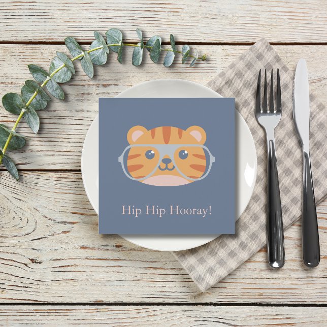 Hearter från Jungle Tiger Julkort (Animal Tiger Blue Background)