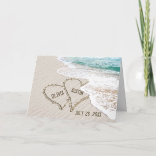 Hearter från Ocean Beach Wedding Kort