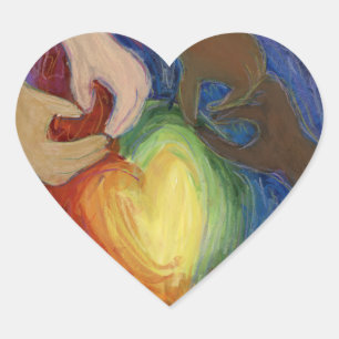 Hearter & Händer Kärlek Diversity Art Decal Sticke Hjärtformat Klistermärke
