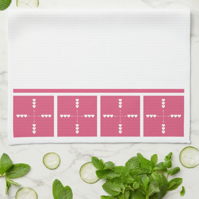 Hearter i alla riktningar kökshandduk (Vikta)