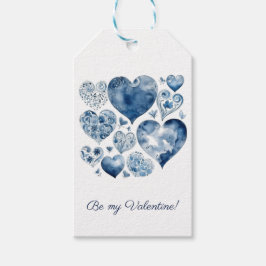 Hearter i Delft Blue, valentin, anpassade Presentetikett