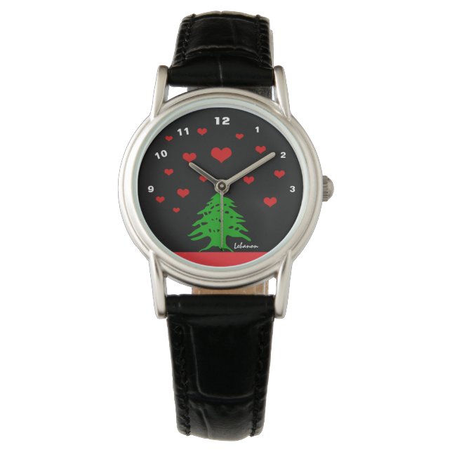 Hearter i Libanon och Libanons flagga mode / Kärle Armbandsur (Framsida)