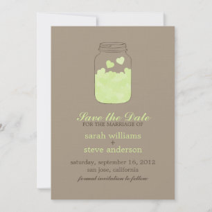 Hearter i Vintage Mason Burk Bröllop spara datum Datumet