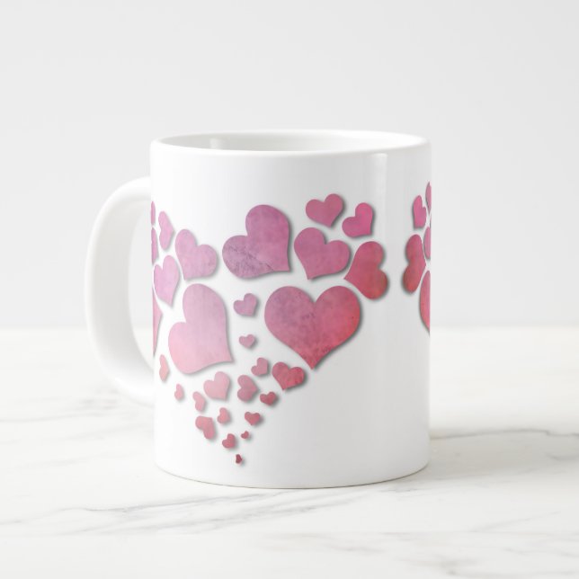 Hearter * Kärlek Coffee Mugg - Hearts - Personaliz Jumbo Mugg (Framsida vänster)