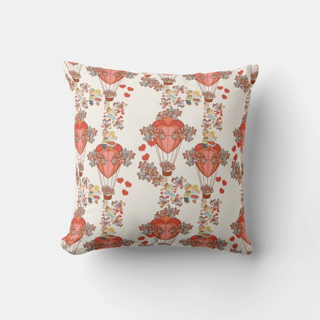 Hearter, Luftballonger, blommor och kisser Kudde (Framsida)
