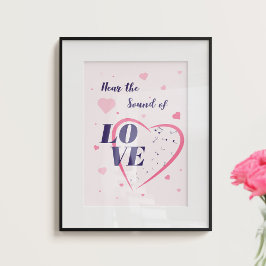 Hearter, musik noter och typografi. poster