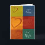 Hearter och Färg Romantic Birthday Card för maka Kort<br><div class="desc">Romantiskt födelsedagskort för din fru med lappar av rik jordton färg,  hand plockade hjärtan och födelsedagspresent önskemål. Ett underbart födelsedagskort till ge till din fru på hennes speciella dag.</div>