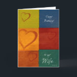 Hearter och Färg Romantic Birthday Card för maka Kort<br><div class="desc">Romantiskt födelsedagskort för din fru med lappar av rik jordton färg,  hand plockade hjärtan och födelsedagspresent önskemål. Ett underbart födelsedagskort till ge till din fru på hennes speciella dag.</div>