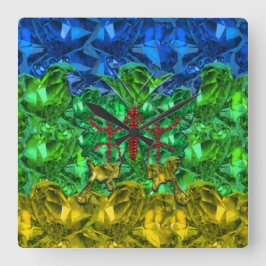 Hearter och fjäril mot Amazigh flagga Fyrkantig Klocka