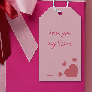 Hearter och kärlek om rosa Gift Märkre Presentetikett