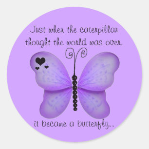 Hearter och Lila Butterfly Quote Stickers Runt Klistermärke
