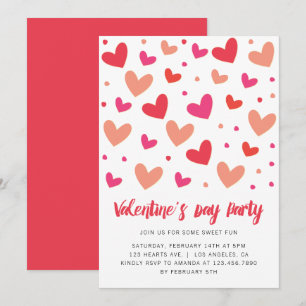 Hearter och Polka dots Valentines day Inbjudningar