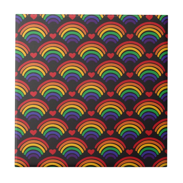 Hearter och Rainbows Mönster Kakelplatta (Framsidan)
