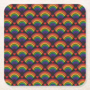 Hearter och Rainbows Mönster Underlägg Papper Kvadrat