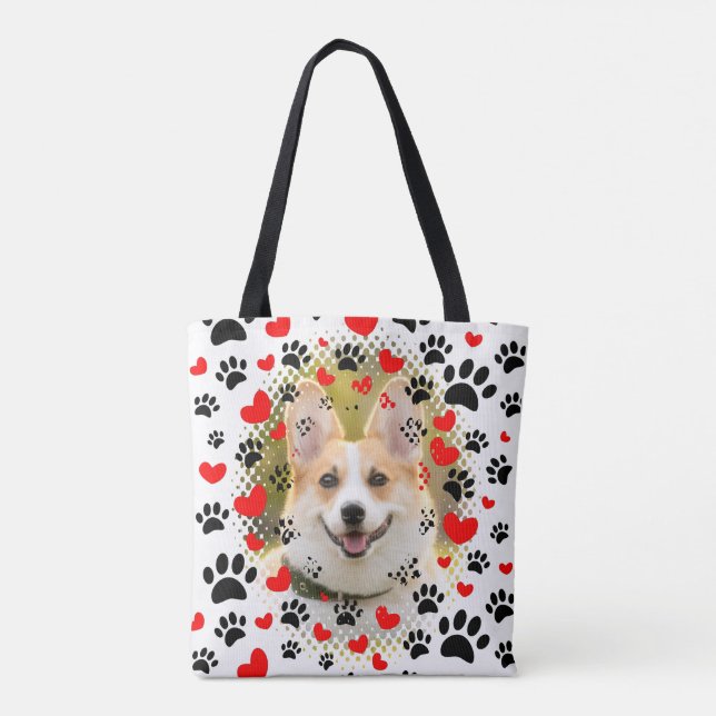 Hearter och Tass avtryck Hund Ram Tygkasse (Baksida)
