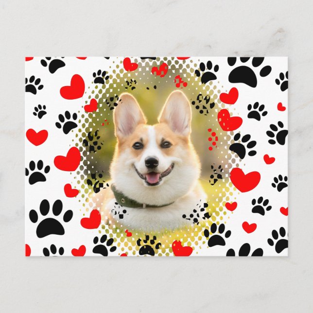 Hearter och Tass avtryck Hund Ram Vykort (Framsida)