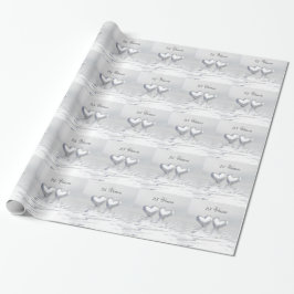 Hearter på årsdagen silver presentpapper