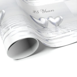 Hearter på årsdagen silver presentpapper