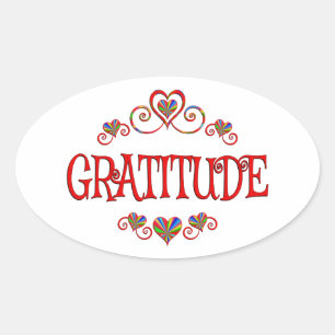 Hearter på Gratitude Ovalt Klistermärke
