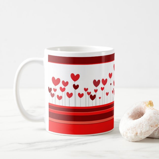 Hearter på Grenar Valentines day Kaffemugg (Med munk)