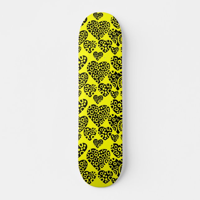 Hearter på Gult Skateboard Bräda 20 Cm (Framsida)
