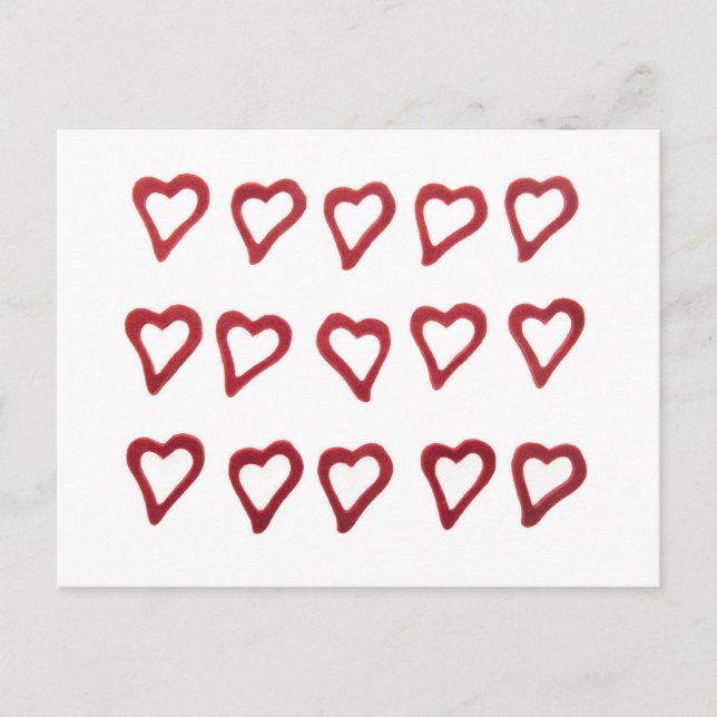 Hearter på vit bakgrund vykort (Framsida)