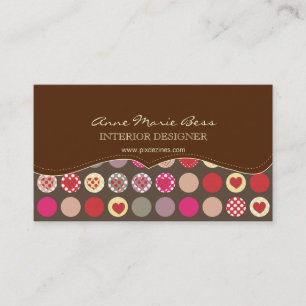 Hearter/Polka dots Chocolate-affärskort Visitkort
