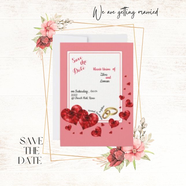 Hearter Union of, Laid Papper Save the Date Card Spara Datumet (Skapare uppladdad)