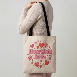 Heartfelt BFFs Friendship Tote Bag Best Friend Gif Tygkasse