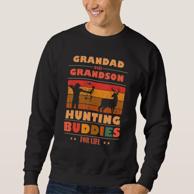 Heartfelt Grandad Grandson Buddies For Life Huntin Lång Ärmad Tröja (Framsida)
