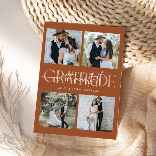 Heartfelt Gratitude Wedding Multi Photo Terracotta Tack Kort (Skapare uppladdad)