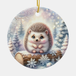 Heartfelt Hedgehog in a Snowy Forest Julgransprydnad Keramik