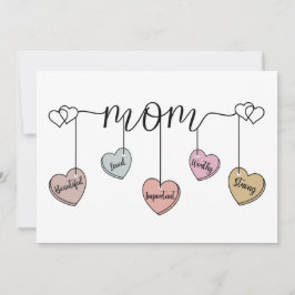 Heartfelt Mom Heart Charm: Mother's Day & Birthday Kort