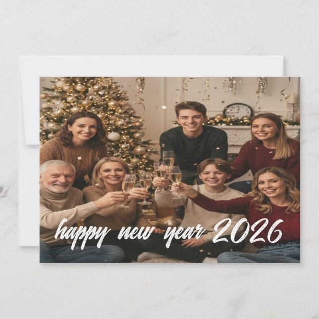 Heartfelt New Year Family Card Julkort (Framsida)