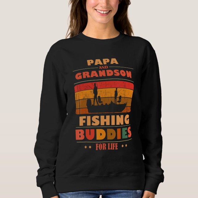 Heartfelt PAPA Grandson Buddies For Life Fishing T Shirt (Framsida)